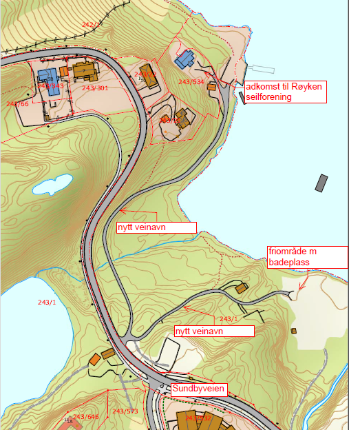 Kart Nærsnes med stikkvei