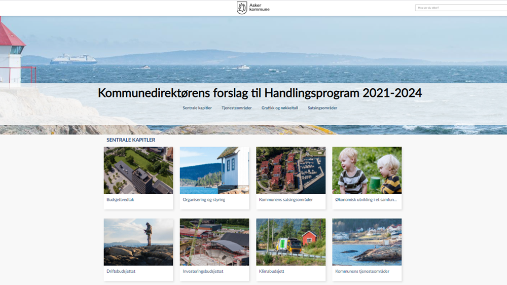 Bilde av forsiden av Asker kommunes digitale Handlingsprogram for 2021-2024